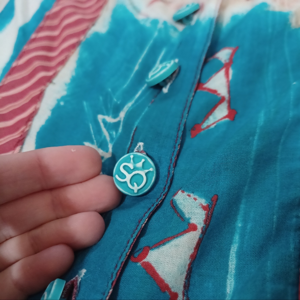 Save The Queen Mixed Media Button Front Top Sailb… - image 6